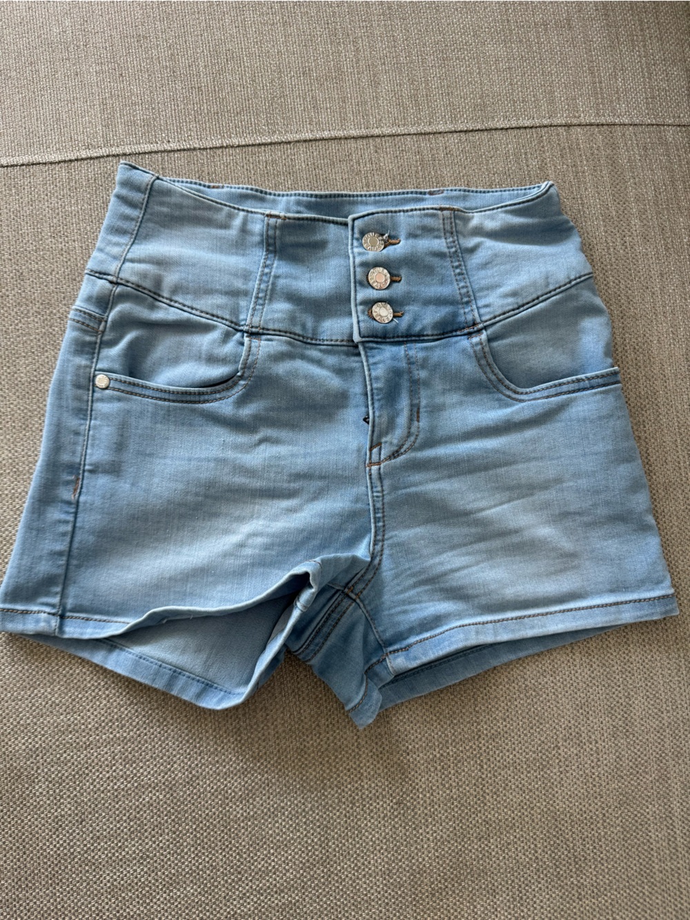 Guess High-Waist Light Blue Denim Shorts
